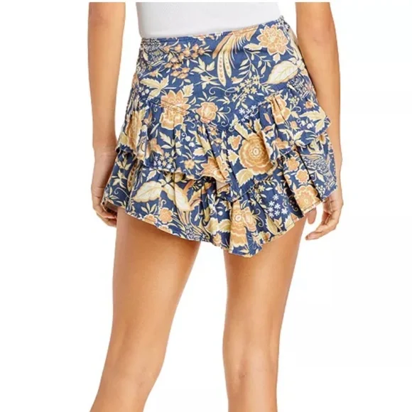 NWT MOTHER The Ruffle Floral Print Mini Skirt - 28
